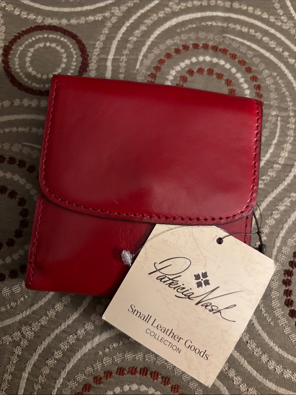 Patricia Nash Red Leather Snap Card Wallet